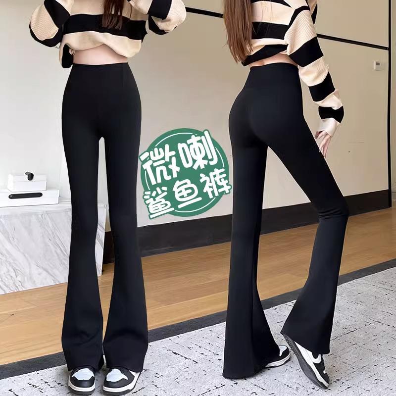 Women's Black High-Waist Flared Plush Pants - Autumn/Winter 2025 Collection
