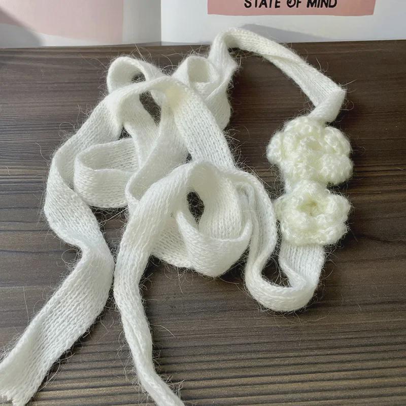 Mohair Rose Choker: Y2K Curly Knit Scarf & Necklace for Autumn/Winter