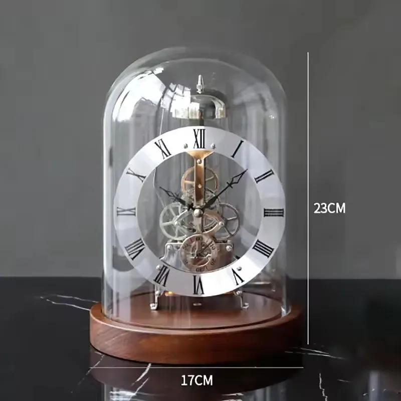 New Black Walnut Solid Wood Luminous Base Clock: Lingjing Time Mechanical Movement Hotel Villa Model Room