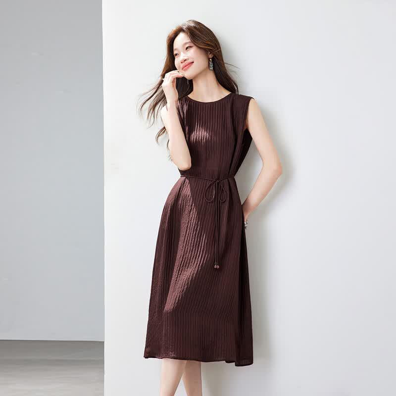 Srcr 15 Momme Mulberry Silk Waist-Cinching Summer Dress M