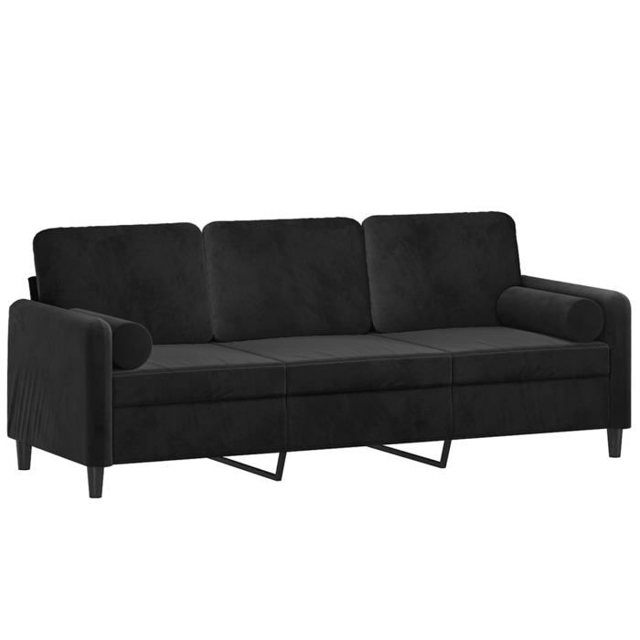 VidaXL 3-seater Sofa with Decorative Pillows Black 180 Cm Velvet, Sofa, Living Room Sofa, 3-seater Velvet Sofa, 3200896