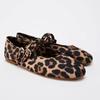 Spring Leopard Print Women's Ballet Flats Double Thin Strap Buckle   Casual Soft Shallow Lady Barefoot Shoes
