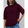 Western Style Fashion Casual Loose Solid Cotton T-shirt Top Solid Color Loose T-shirt Top