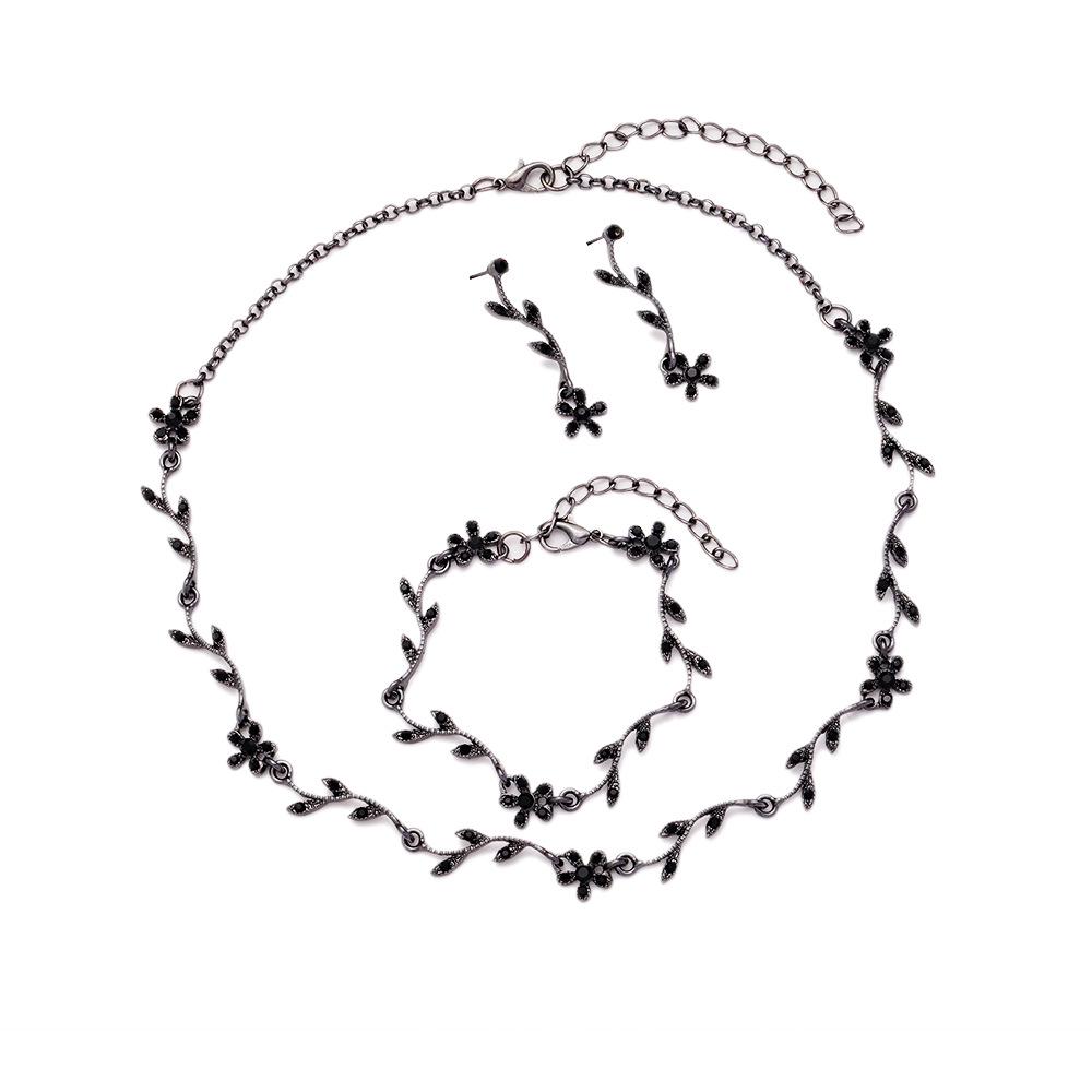 Elegancki Zestaw Biżuterii Light Luxury: Naszyjnik, Kolczyki i Bransoletka