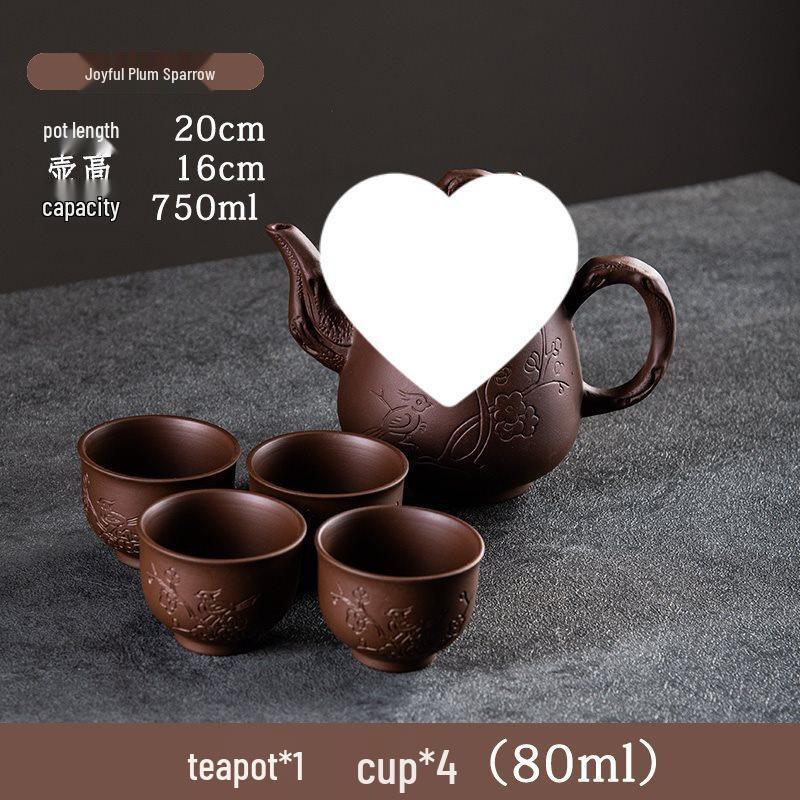 Large Capacity Handmade Yixing Zisha Teapot with Ceramic Teacup Set