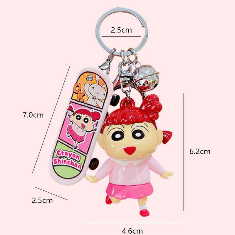 Kawaii Crayon Shin-Chan Skateboard Serie Nøkkelring Anheng Tegneserie Søt Bilnøkkel Anti-Tap Anheng Veskeanheng Bursdagsgave
