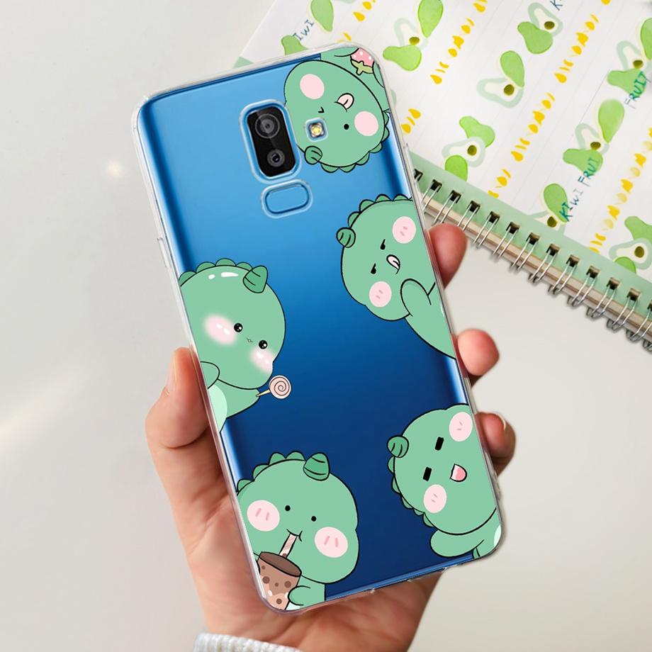 Funda Coque For Samsung Galaxy J8 J810F Cover Case Cartoon Cat Skull Back Shell For Samsung J8 2018 Soft Clear Silicone TPU Capa