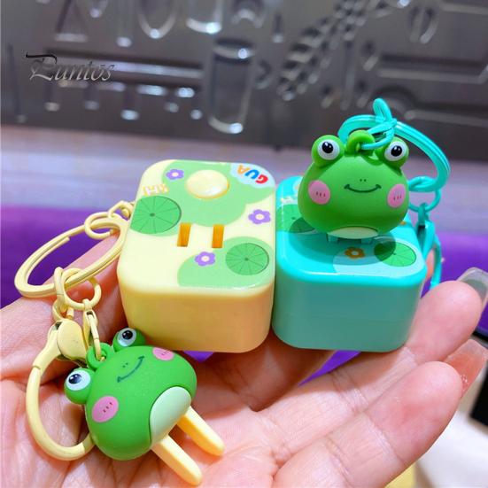 Breloc 3D în formă de broască de desene animate Breloc de culoare vibrantă cu buton de sunet Decorație portabilă pentru pungă cu pandantiv