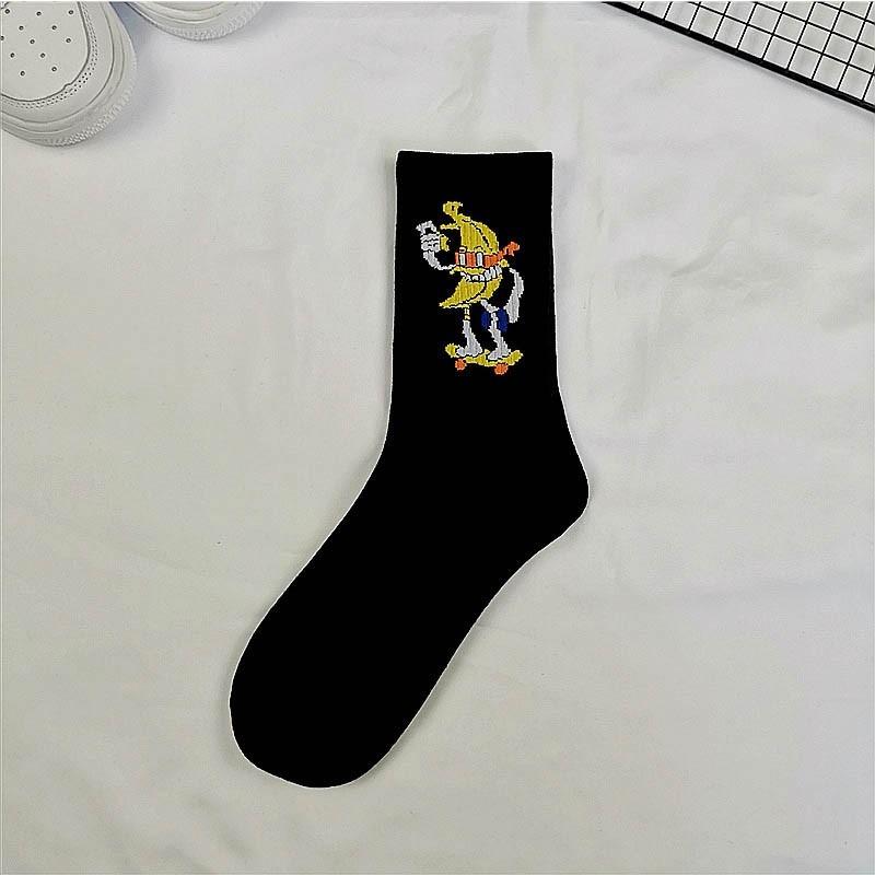 Men's street trend mid tube socks, women's moon cactus, banana sweat absorbing and odor resistant sock