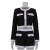 Slim Contrast Coat Shorts Set Women's Single Breasted Long Sleeve Tops High Waist Short Pants 2026 New Lady Elegant Suit