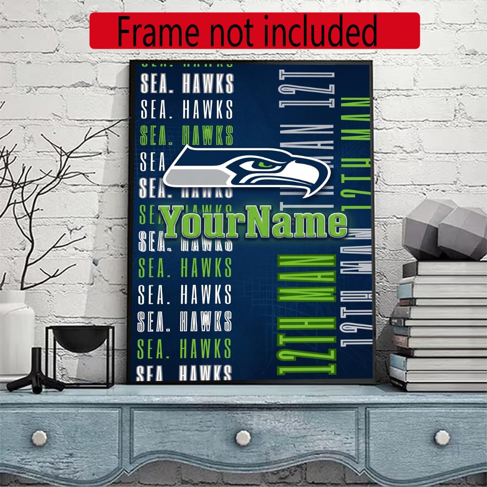 Seattle Seahawks Personalized Name Round Diamond Painting Kit Diamond Embroidery Painting Rhinestones Mosaic Frameless Handwork Decoration Arts