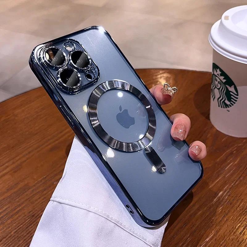 Clear Soft Silicone Protection Case For Magsafe For iPhone 16 15 14 Plus 13 12 11 Pro Max Plating Wireless Magnetic Charge Cover