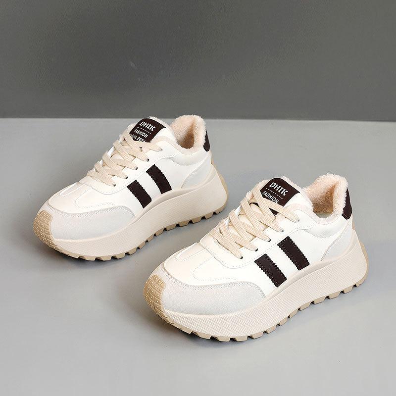 BN027 New Autumn Platform Women's Shoes Board Shoes Fleece Heightening Leisure Student Splicing Shoes Tide Sports