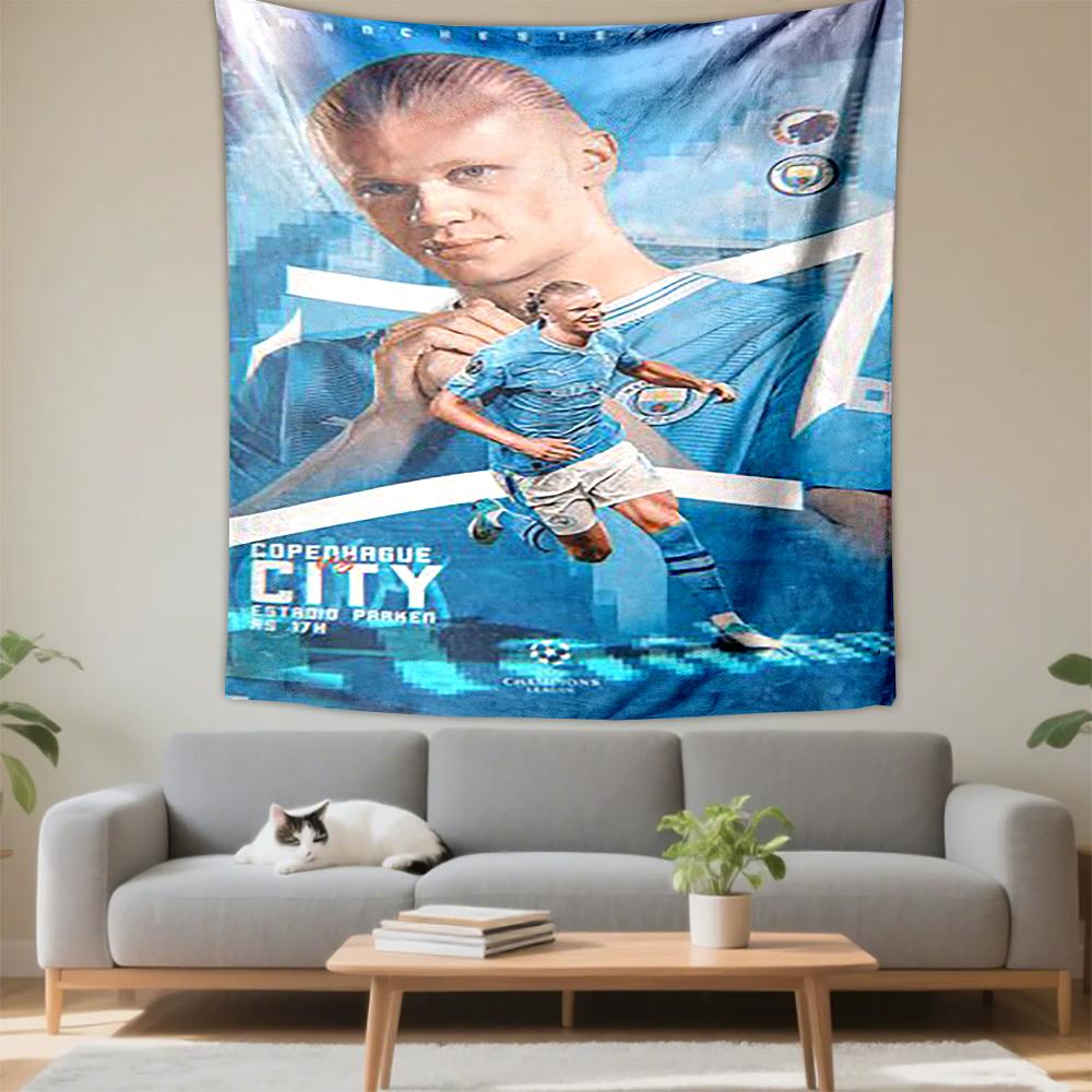 Tapestry Erling Haaland Manchester City Copenhagen Champions Poster Wall Hanging