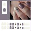 Lavender French Floral Press On Nails Plastic False Nails For Daily Wear Or Special Events With Glitter Accents