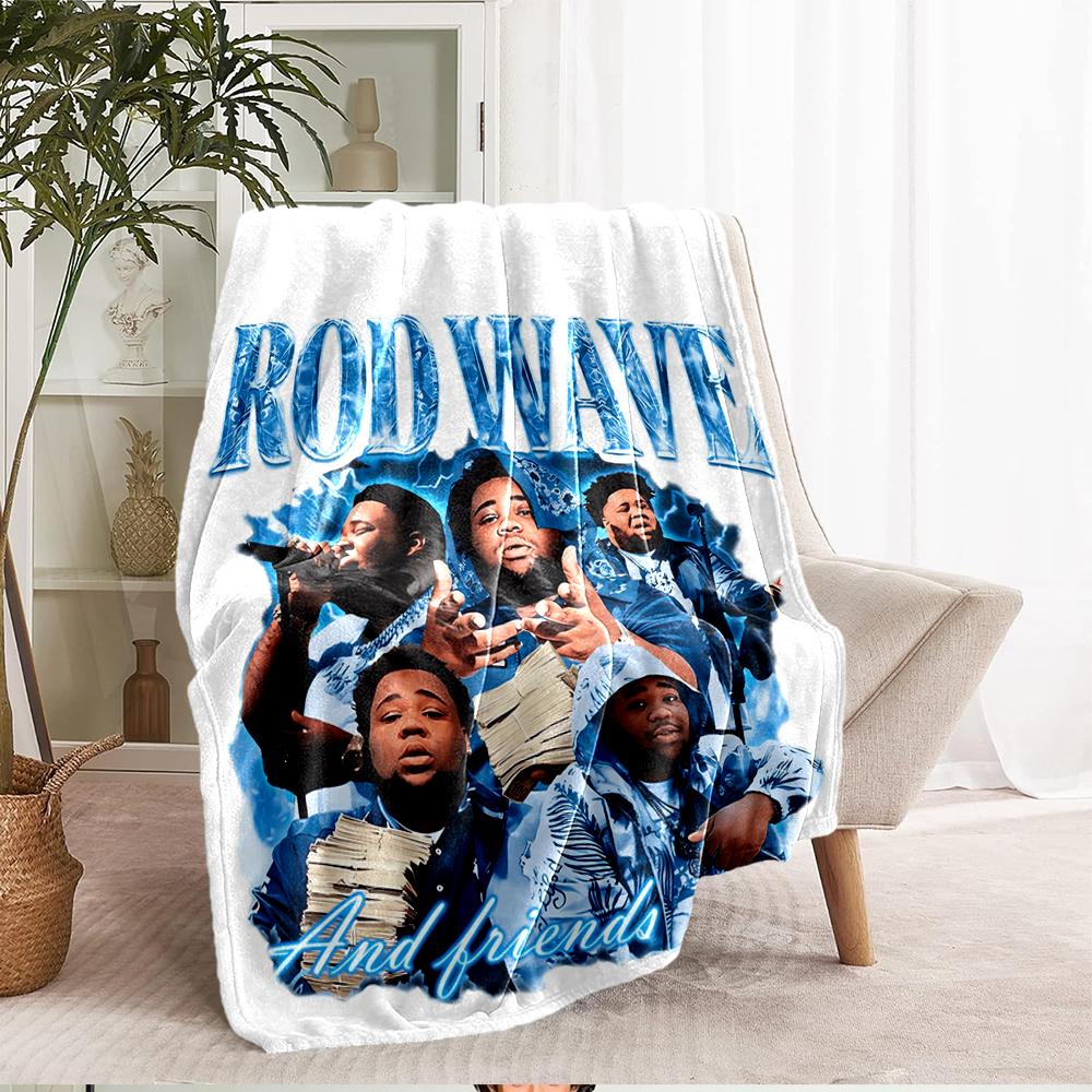 Rod Wave Theme Printed Blanket - Perfect for Couch, Bed, Travel & Outdoor Use | Machine Washable, Cozy & Durable.
