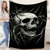 1pc Skull Head Flannel Nap Blanket Office Air Conditioning Printed Throw
