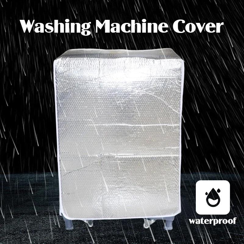 Washing Machine Cover Tin Foil Double-Layer Waterproof Dustproof Sun Protection Dryer Cover Durable Household Protective Cover