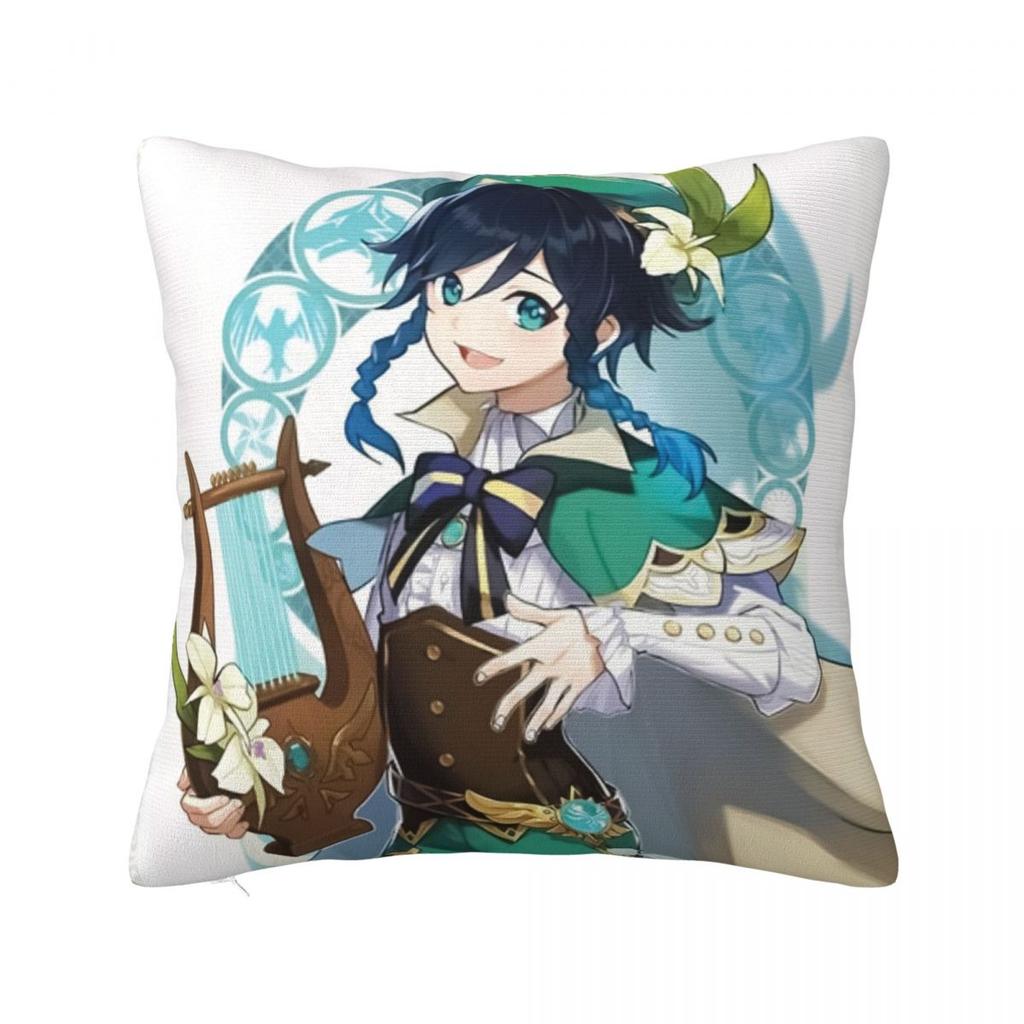 Genshin Impact Venti Square Pillowcase Pillow Cover Polyester Cushion Zip Decorative Comfort Throw Pillow for Home Living Room