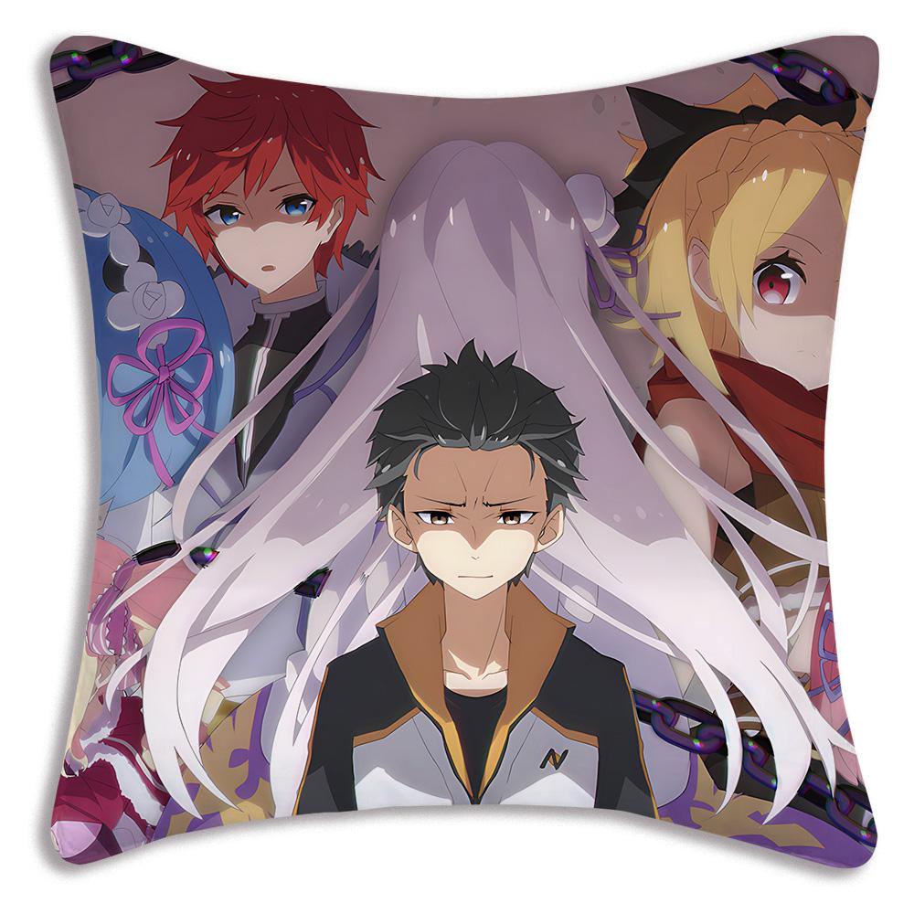 Re:Life Different World Zero Rem Pillow Covers Cartoon Sofa Decorative Home Double-Sided Printing Short Plush Cute Cushion Cover
