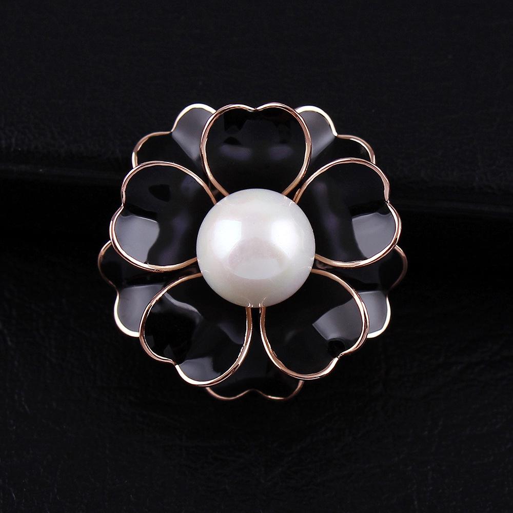 Korean Camellia Pearl Drip Brooch: Floral Cardigan Pin & Shawl Buckle for Women's Suit Accessories