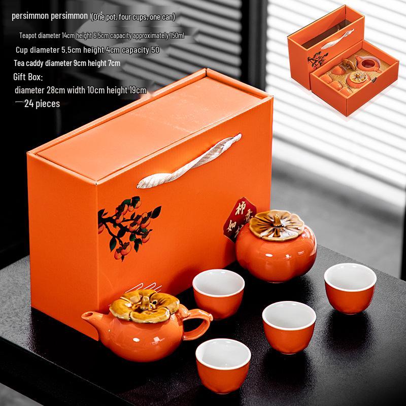 Persimmon Kung Fu Tea Set - Ideal Wedding, Birthday, or Event Gift; Custom Logo Available