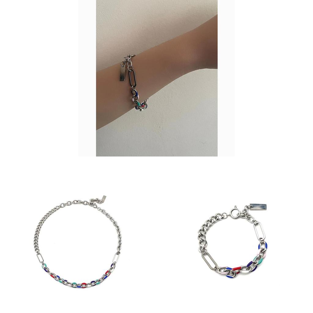 Geometric Stainless Steel Chain Necklace And Bracelet For Men And Women