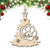 Rustic Pet Commemorative Gifts Wood Christmas Tree Pendant with Paw Print, Hollow Engraved Hanging Themed Party Supplies Ornament, Style Craft