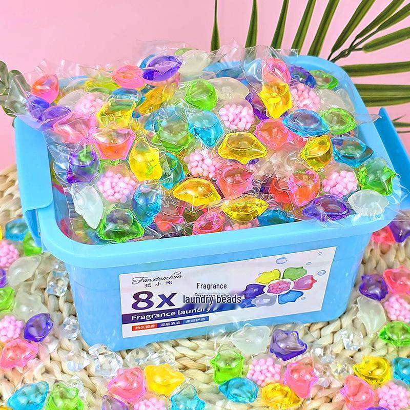 50-Piece Laundry Pods with Stain Removal, Softening, Long-lasting Fragrance & Concentrated 10g Beads