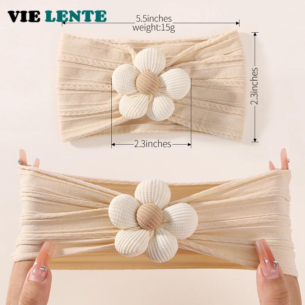 1 Stück Weiche Nylon-Kopfbedeckung Astique Geeignet für Neugeborene Baby Mädchen Blume Stirnband Elastisches Haarband Turban Kleinkind Haarschmuck