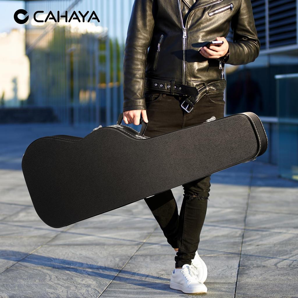 CAHAYA Guitar Electric Guitar Hard Case with 25mm Thick Padded Neck 2 PVC Easy To Storage Black CY0343 Case, Pillow, Keys, Material, Waterproof,