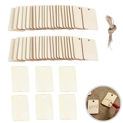 Etiquetas de Madeira Senfu, Etiquetas de Nome, Placas de Nome de Madeira para Garrafas, Presentes, Lojas, Bares, com Cordão, Simples, Retangulares, 50 Unidades