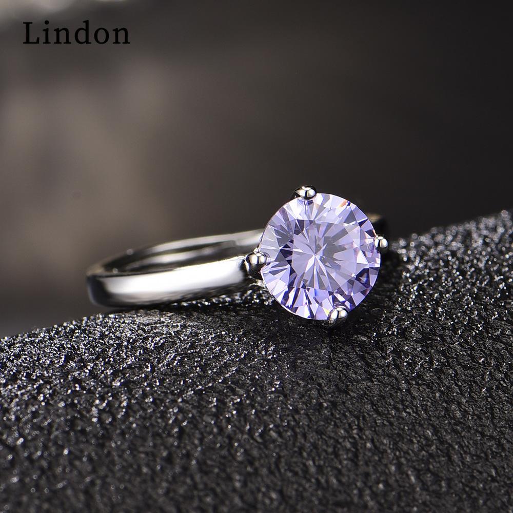 Lindon Classic Copper Alloy Zirkonový prsten Dámské šperky Svatební slib Party dárek