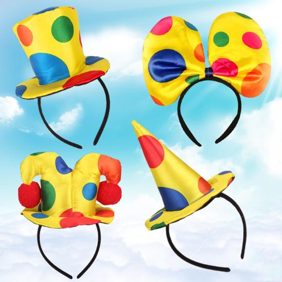 Polka Dot Clown Hat Headband Hair Hoop Circus Jester Fancy Dress Costume Prop