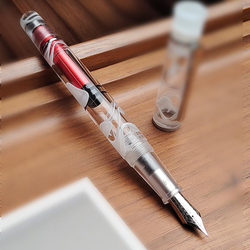 PENBBS 495 Piston Fountain Pen - Large Capacity Transparent Acrylic Unisex Writing Pen