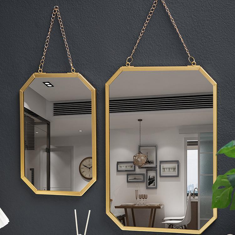 Nordic Wrought Iron Wall-Mounted Vanity Mirror for Bathroom or Dormitory