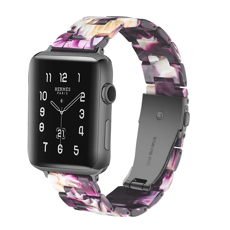 Resin Strap for Apple Watch Band 44mm 40mm 42mm 40mm Accessoreis Luxury Watchband Belt Bracelet iWatch Series 3 4 5 Se 6 Band
