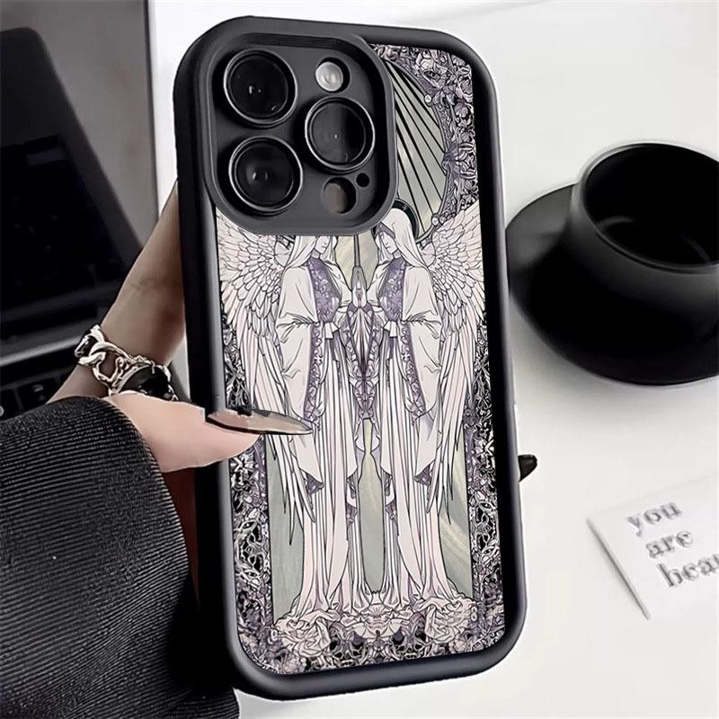 

Retro Cupid Angel Silicone Phone Case For iPhone 16 14 13 12 11 Pro Max XS X XR 7 8 15 Plus 16E SE Shockproof Soft Bumper Cover iPhone 14 Plus