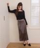 ADAUL Satin Long H Line Skirt - Charcoal
