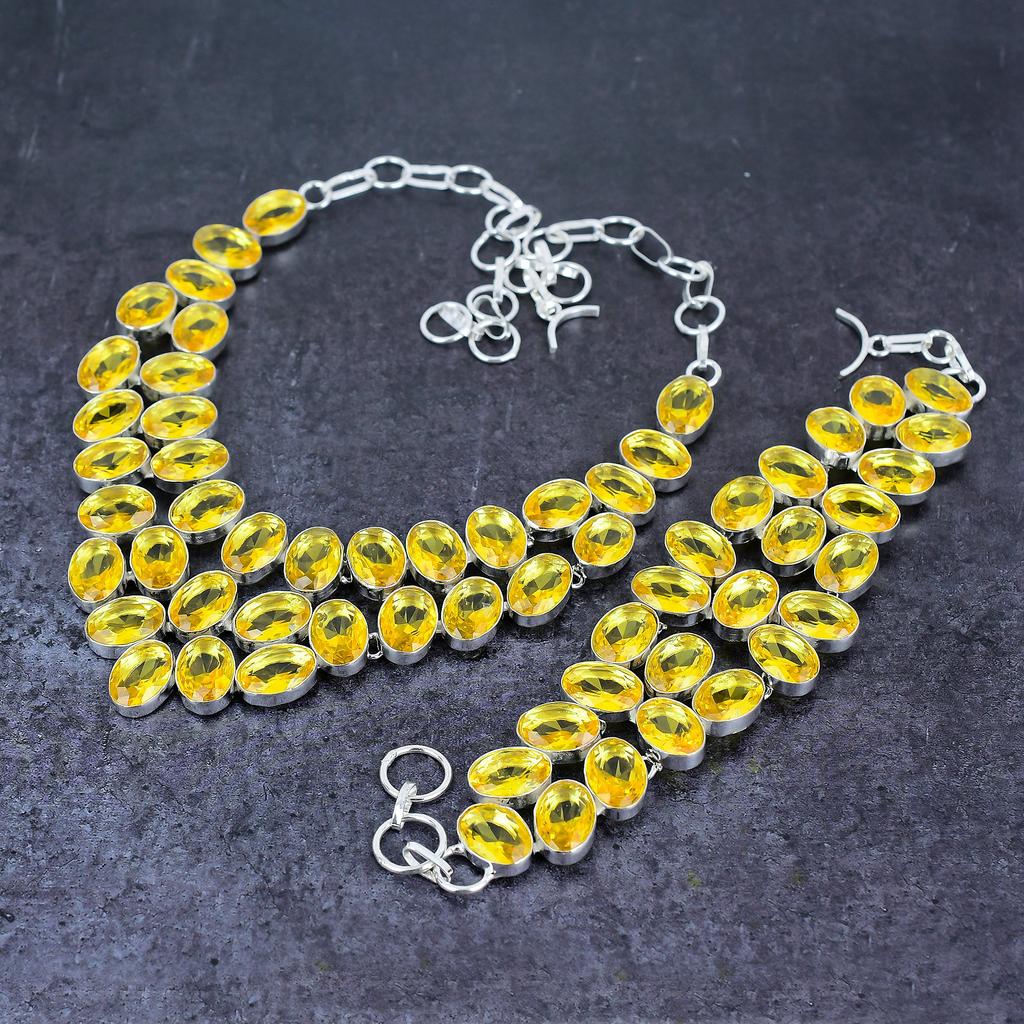Citrine Gemstone Handmade 925 Sterling Silver Jewelry Set I8a94