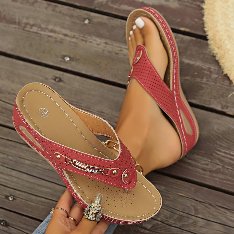 Women's Summer New Plus Size Women's Wedge Flip-Toe Sandals Casual Comfort Polyurethane Sole