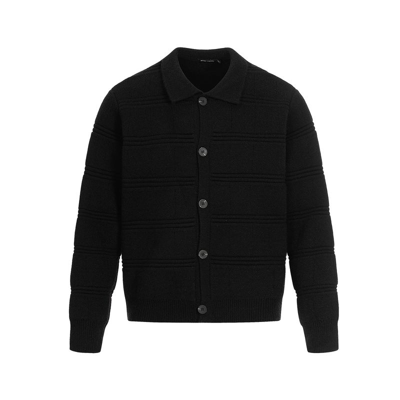 

Кардиган на пуговицах с лацканами в американском стиле Acrardic Old Money для мужчин, винтажный трикотажный пиджак для通勤 Black XL