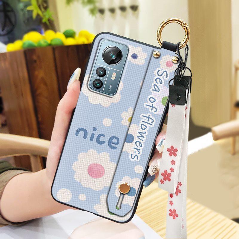 Dirt-resistant Durable Phone Case For Blackview A85 Phone Holder Anti-knock Wrist Strap Wristband Back Cover Ring Flower