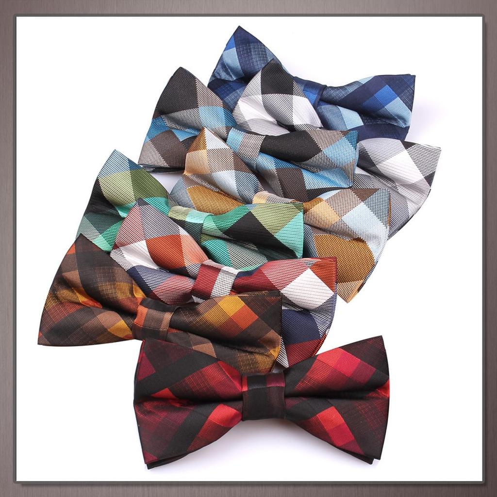 [One Limitation] Bow Tie, Check Pattern, FormalCasual, Wedding, Party, Stylish, Men's NK032 (Gray)