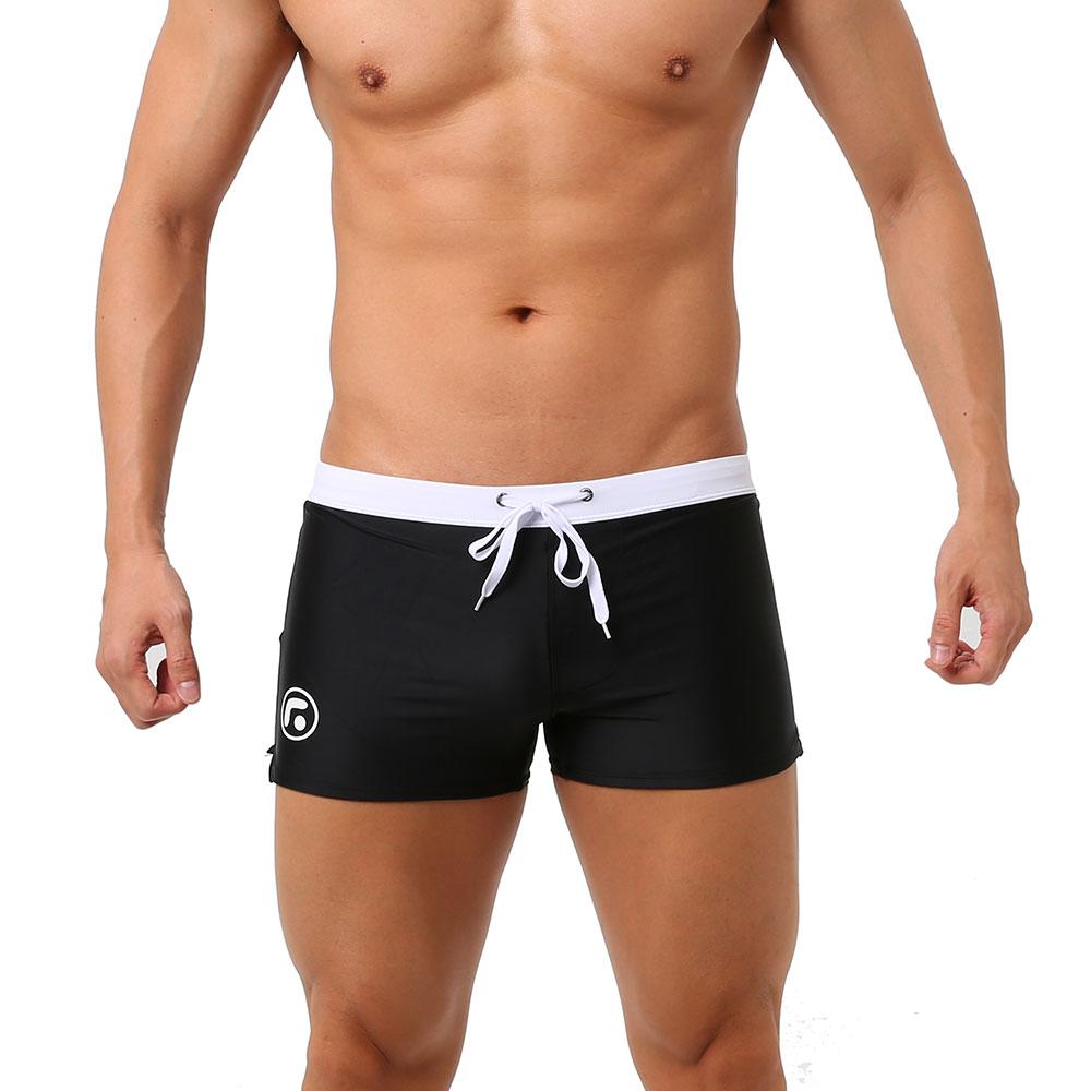 Men's Back Pocket Swimwear Short Swim Trunks Beach Shorts Sexy Mesh Boxer Briefs Comfortable Soft Breathable