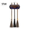 Reusable Holiday Hanging Sign Halloween Broom Parking with 3 Pcs Wooden Witches Brooms, Hocus Pocus Door Themed for Indoor Outdoor Home Wall