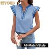 BITCED Damesmode Casual Blouses & Overhemden met Korte Mouwen en V-hals