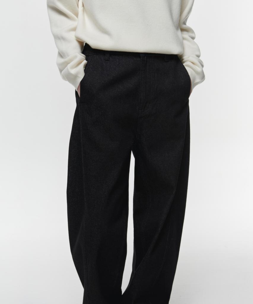 Musinsa Standard Twist Semi-Balloon Denim Pants [Raw Black]