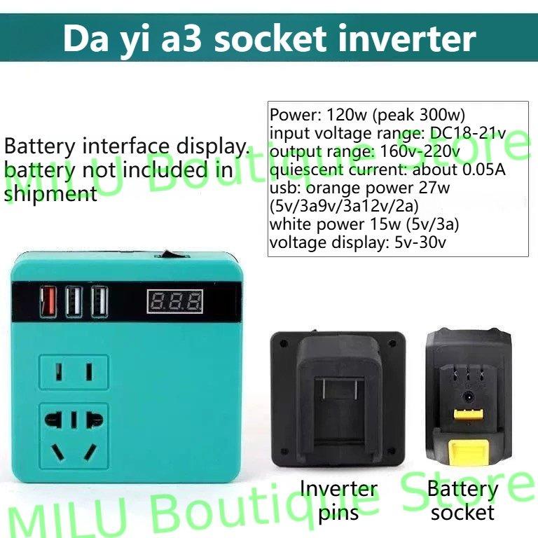 Lithium battery inverter power bank Makita portable DC 20V to 220V smart transformer (battery not included)