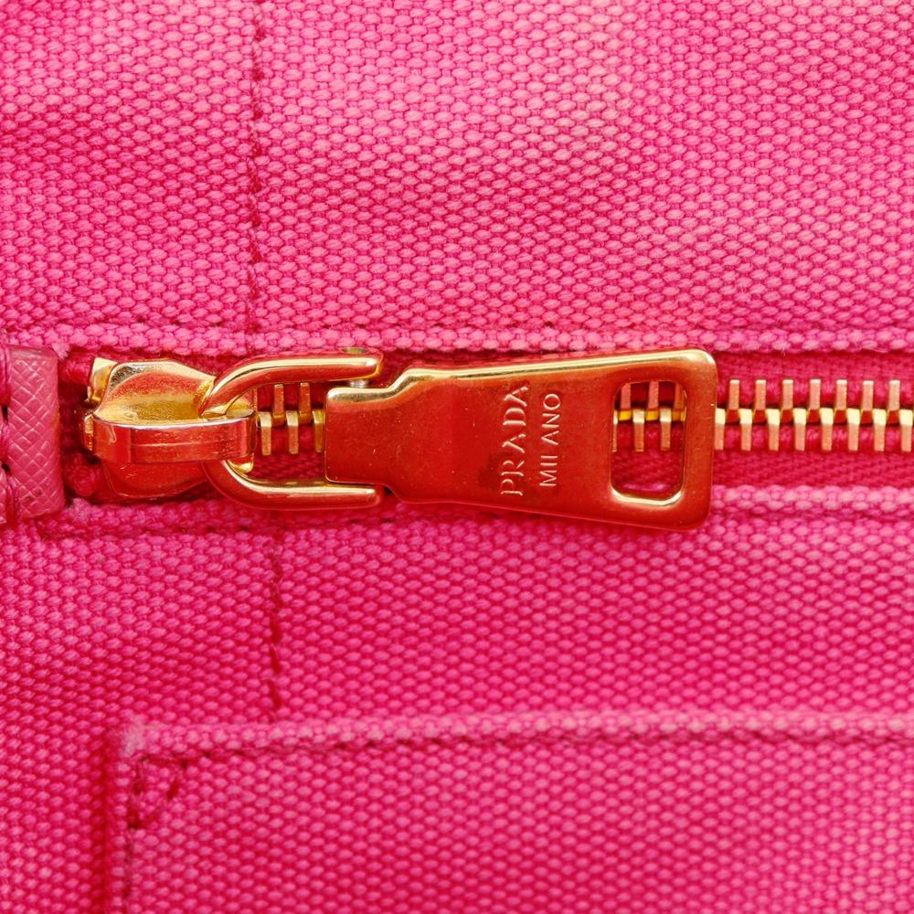 Prada Canapa Handbag 2WAYShoulder Tote Bag Pink Canvas Women Used